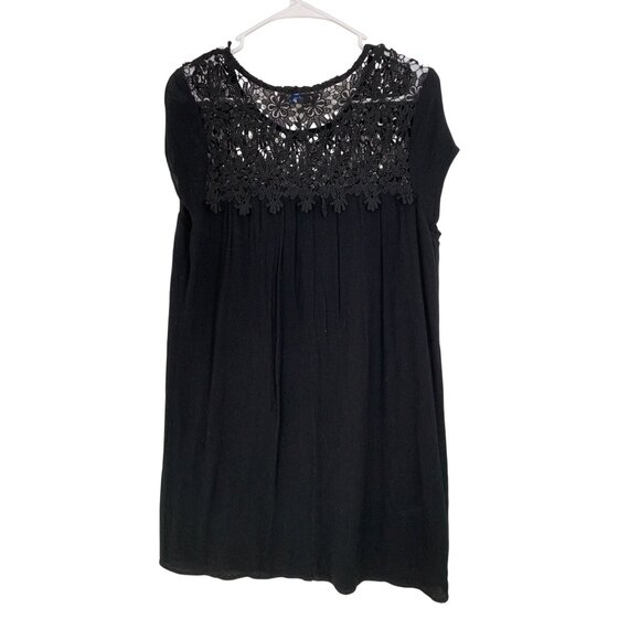 Lacy Black Cap Sleeve Mini Tunic Dress By Baileyblue Size L Junior RY10375 EUC - Picture 5 of 11